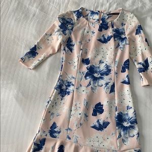 Pink mini dress with blue flowers!!